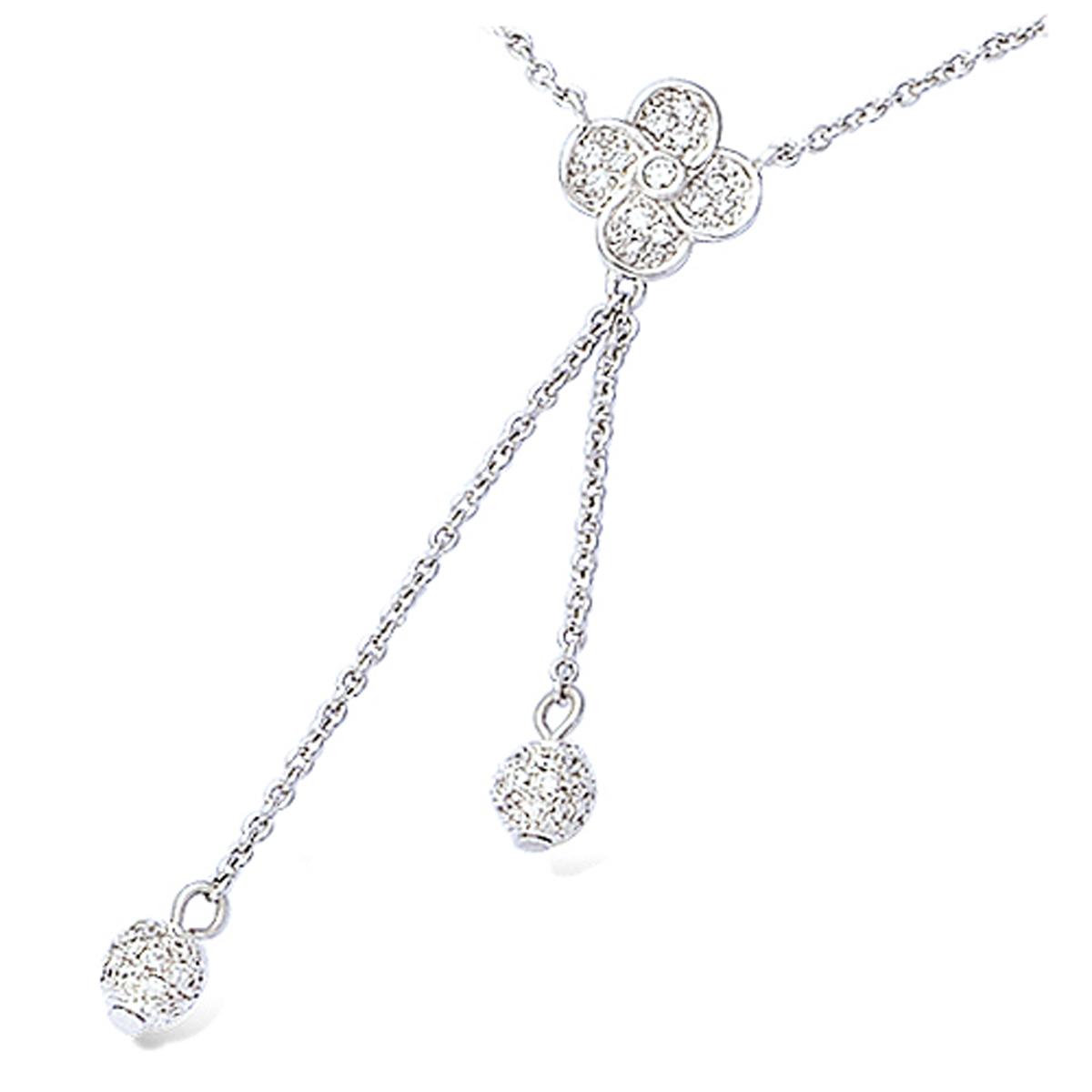 

Les Trésors De Lily [L2032] - Серебряное колье Flora серебристо-белое (родированное покрытие) - 50x9 мм