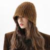 Maillard Style Braid Wool Knitted Hat Children's Season Warm Versatile Ear Protection Face Small Brown Bucket Hat