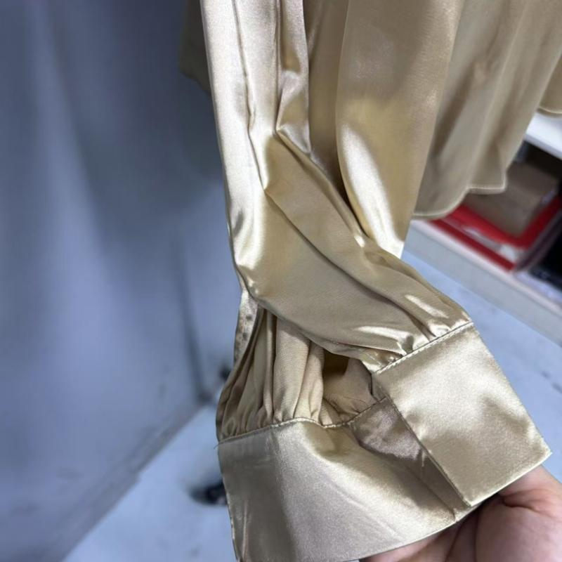 Elegante vintage skjorter med høy krage og løse lanternermer for kvinner, motetopper, ensfarget avslappet bluse, dameklær, enkel kontordameskjorte 26398