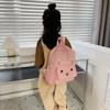 Cartoon Embroidered Bear Backpack Nylon Shoulder Bag with Zipper Closure, Hand Washable