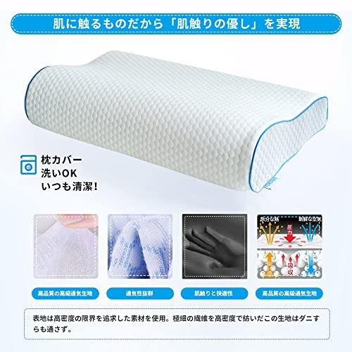 FUKUHATI Memory Foam Pillow with Washable Cover, 50cm Wide x 30cm Deep x 7/10cm High, White, 0.85kg