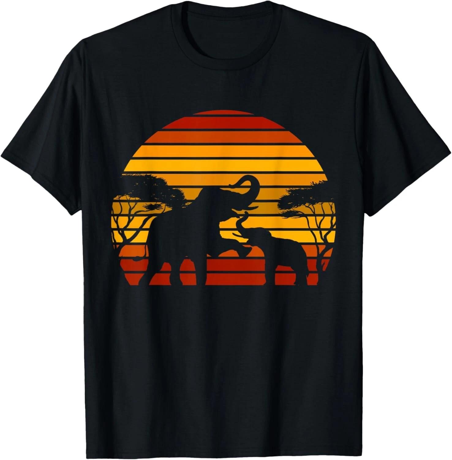 

Retro Africa Animal Zoo Keeper Gift Safari Sunset Elephant Gift Unisex T-Shirt S