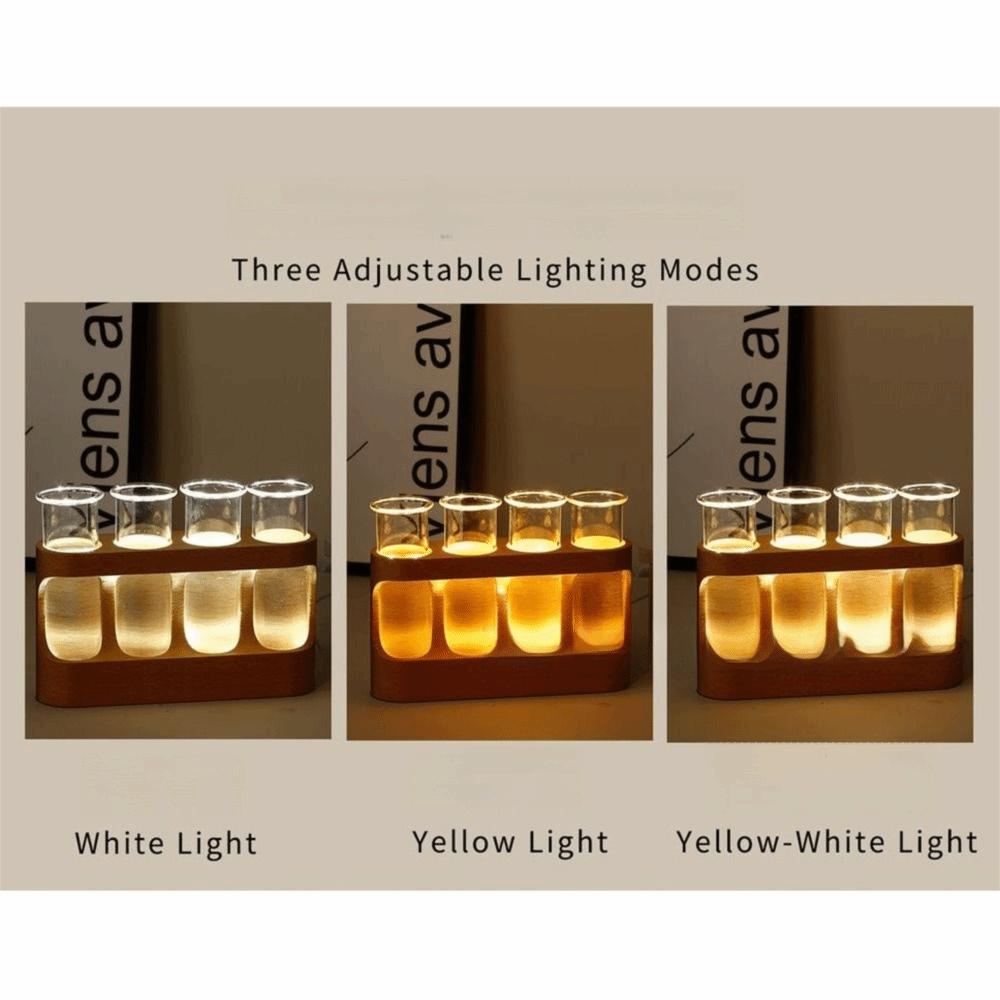 With Wood Stand Plant Propagation Station 3 Color Light Adjustable Transparent Propagation Tube Flower Arrangement 4 Tube Vases