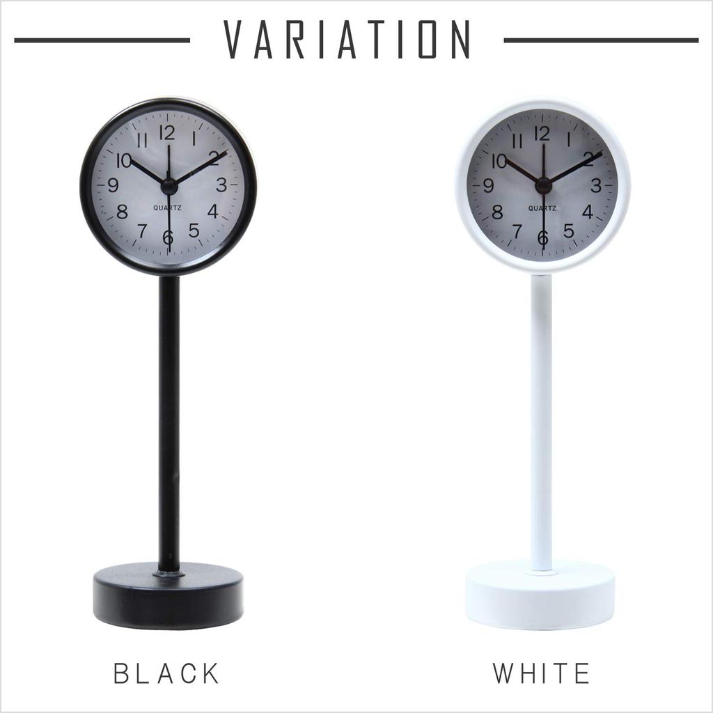 Fuji Boeki Table Clock, 22.5cm Tall, White, Sweep, Continuous Second Hand, Silent, Stand, 99055
