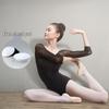 Women's Black Three-Quarter Sleeve Ballet Leotard for Dance Practice and Exams