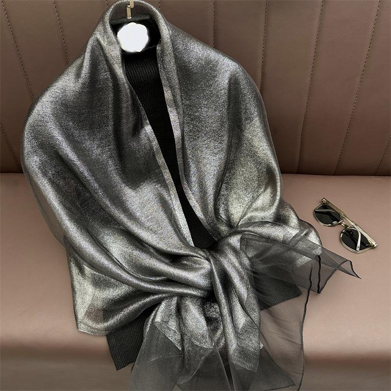 Silk Wool Scarf for Women Solid Scarves Shawls Wraps Pashmina Hijab Foulard Femme Beach Stoles Bandana Luxury Brand Poncho