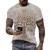 Summer Round Neck 3D Retro Print Top Fashionable Casual Short Sleeved Men's T-shirts
