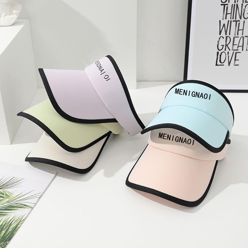 Hat female summer empty top hat sun protection sunshade UV protection letter sports running outdoor beach showing small face