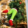 Xmas Tree Ornament for Kids Christmas Elf Stuffed Leg Ornaments Santa Green/Red Legs Decorations Poseable Indoor Fireplace Holiday Door Wreath