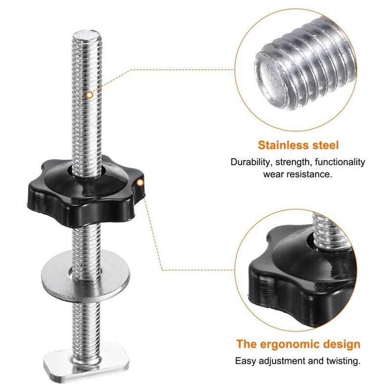 A74E-5Pcs T-Shaped Rail Bolt Knob Kit M8 X 100Mm Threaded Bolt, M8 X 32Mm Hexagonal Manual Knob With Washer,High Quality