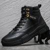 Vinterstövletter Herr Casual Skor Utomhus Höst PU Läder Vattentäta Arbetsverktyg Herrstövlar Plattform Botas
