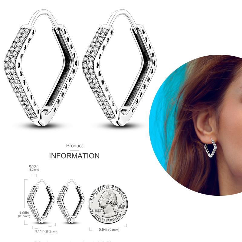 Silver Plated Women Hoop Earrings Fashion Pendientes Gift for Female Girl Sparkling Pave CZ U Heart Shape Star Moon Earring