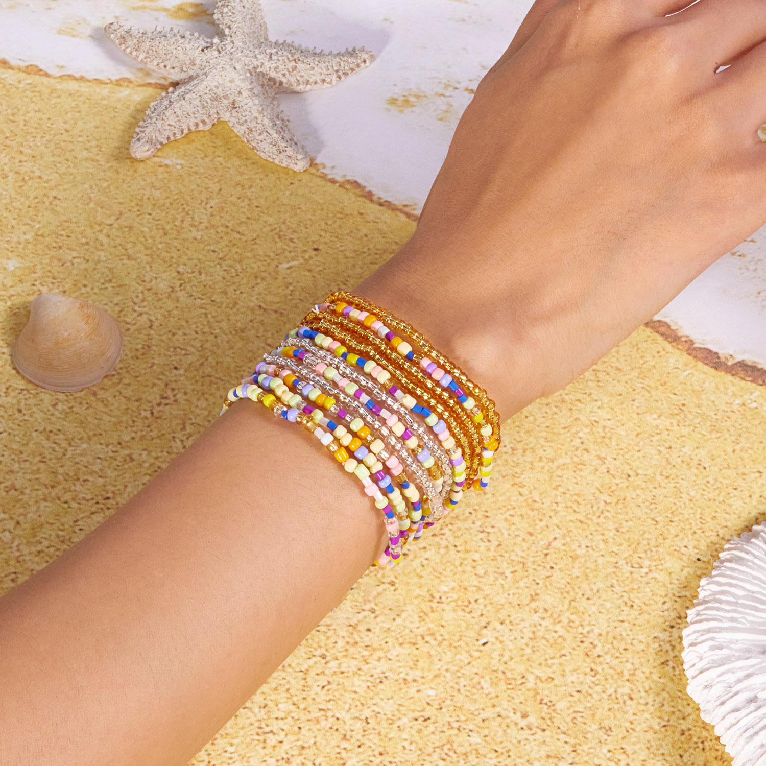 Boho Mermaidcore Shell Seed Bead Bracelet Set for Women Aesthetic Stackable Bracelets Handmade Summer Beach Shell Jewelry Gift