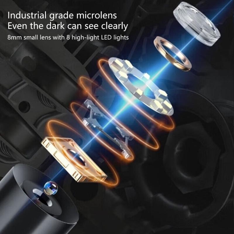 Waterproof Flexible Probe Inspection Camera for Car Maintenance Home Repair Challenging Environment with Real Time Video