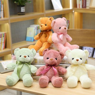 30CM Plush Stuffed Doll with Colorful Ribbons Bear Cute Plush Toy Children's Doll Girl's Birthday Gift Kawaii Decoration