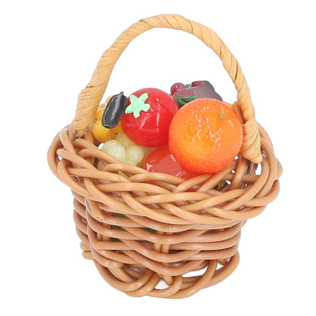 3pcs Dollhouse Fruit Basket Fun Simulation Innovative Miniature Woven Basket with 30pcs Fruit