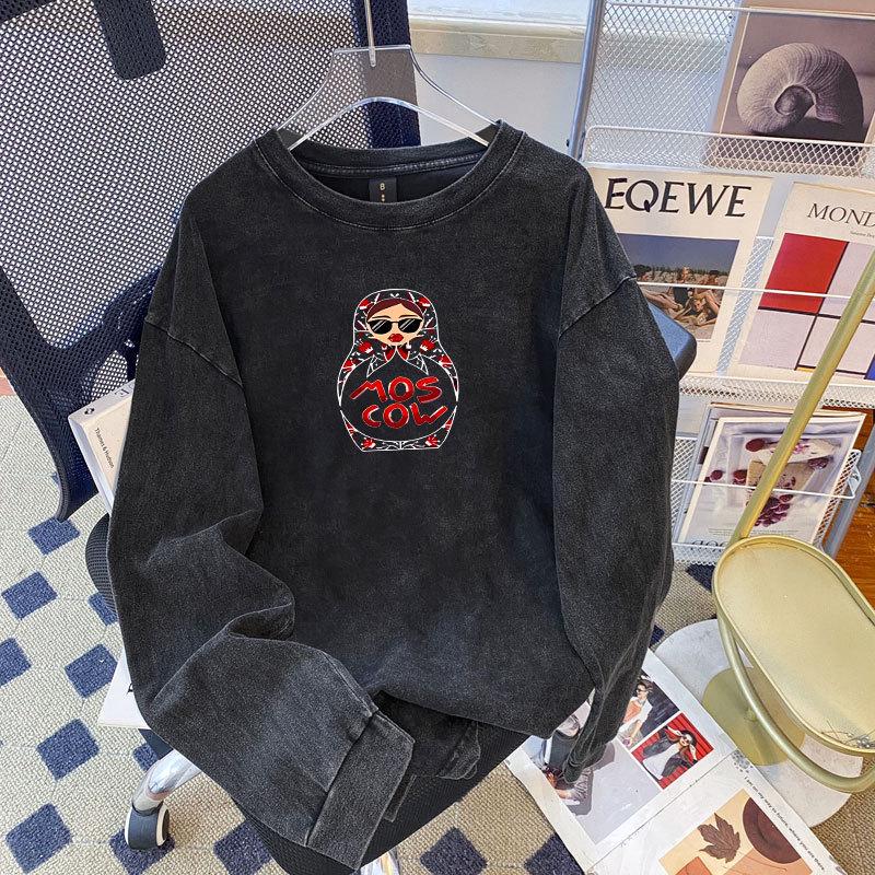 

Европейская и американская хлопковая женская футболка с длинным рукавом с принтом M