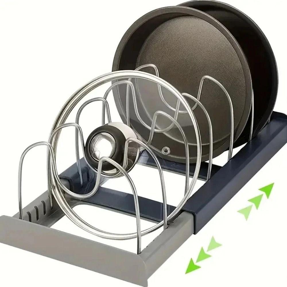 Adjustable Storage Rack Retractable Cookware Organizer New Pot Lid Rack  Kitchen