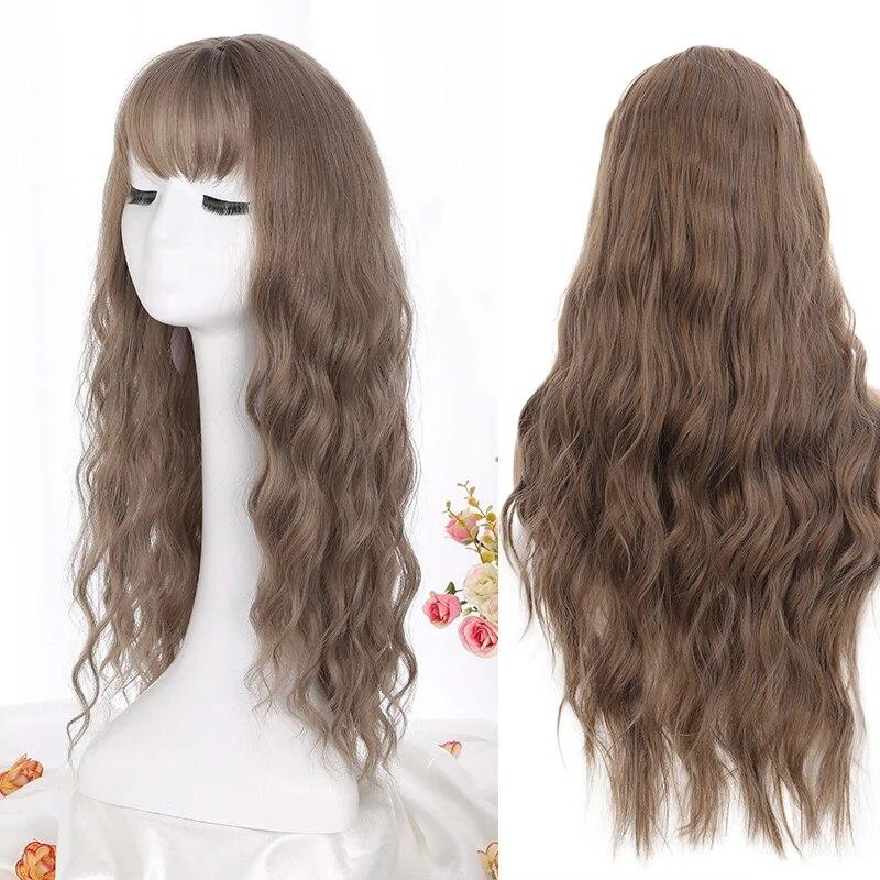 

Парик для косплея Лолиты с челкой, черный, золотой, розовый, разные цвета, длинные женские парики из синтетических волос в стиле аниме для косплея 64G