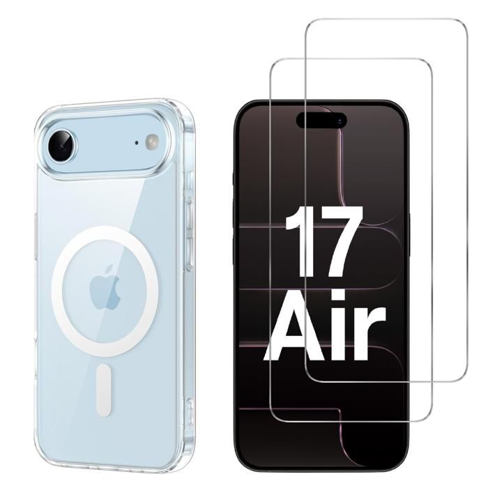 Coque pour iPhone 17 AIR et 2 Verres Trempé écran - Cercle magnétique intégré Phonillico®