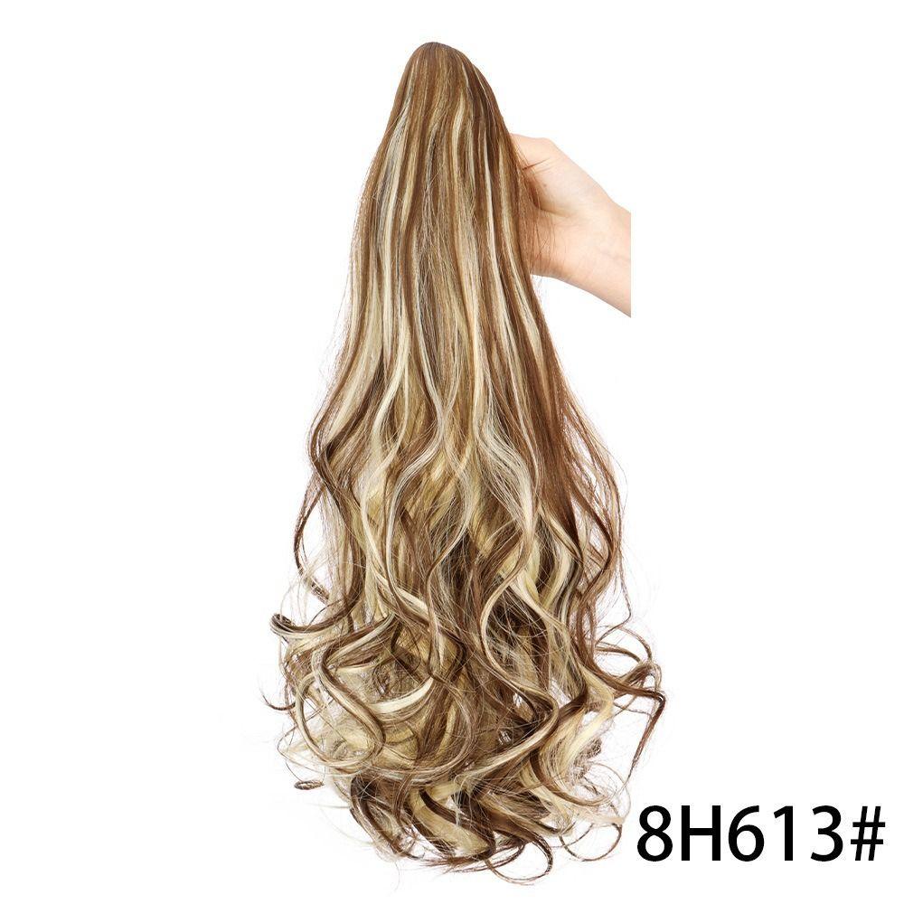 Corn Perm Long Wavy Curly Ponytail Ombre Pony Tail Hairpiece Claw Clip Ponytail Wig Daily