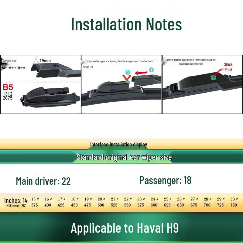 Frameless Silent Wiper Blades for Great Wall Haval H9 Windshield