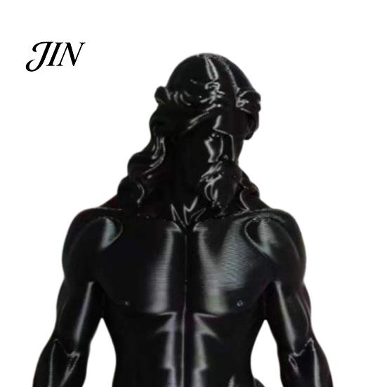 Matte Black Gym Ornament 3D Printed Muscle Man Figurine with Dumbbells, Mini Desk Decor for Home Office High Precision Workout Shelf, Fitness