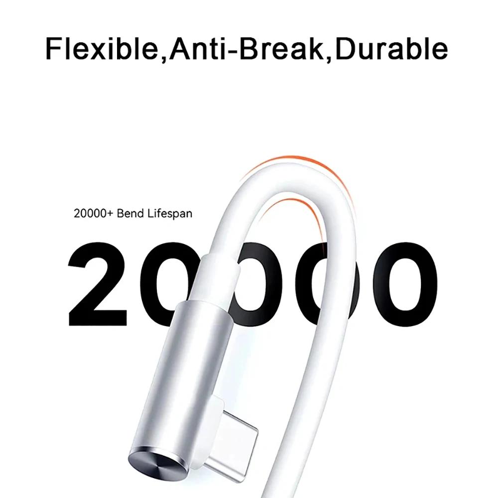 111W 6A USB Type C Fast Charging Cable 91 Degree Elbow for Xiaomi Mi 11 11 11 Ultra Redmi Note 11 Turbo Poco X1 Pro