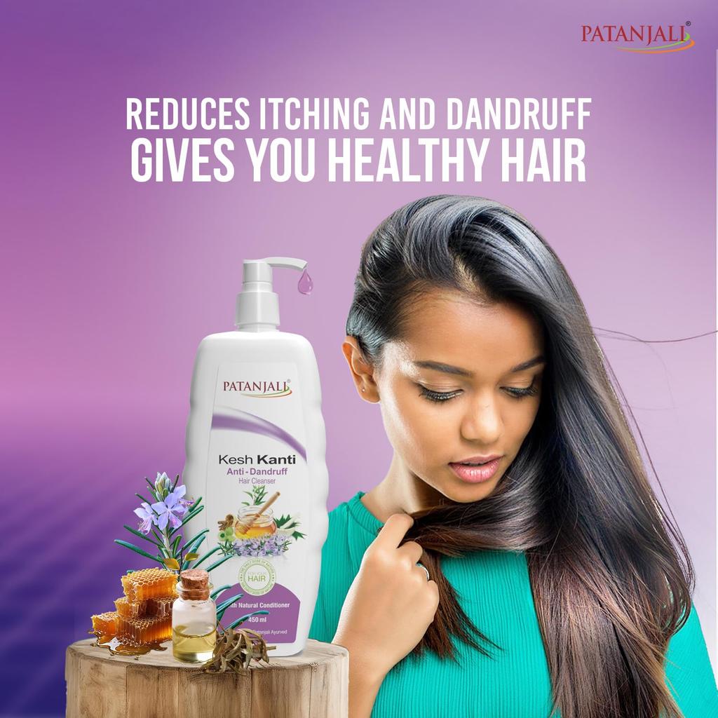 Patanjali Kesh Kanti Anti Dandruff Shampoo 450 ml X Pack Of 2 Herbal Hair Cleanser For Flake Control Clean Scalp Care