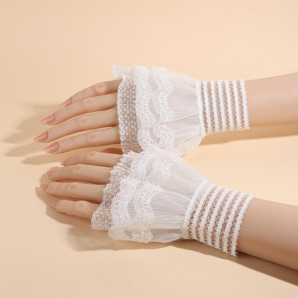 Fashion Elastic Detachable Sleeves Cuffs Sun Protection Dresses Sweater Decor Lace Cuffs Sweet All-match Fake Sleeves for Women