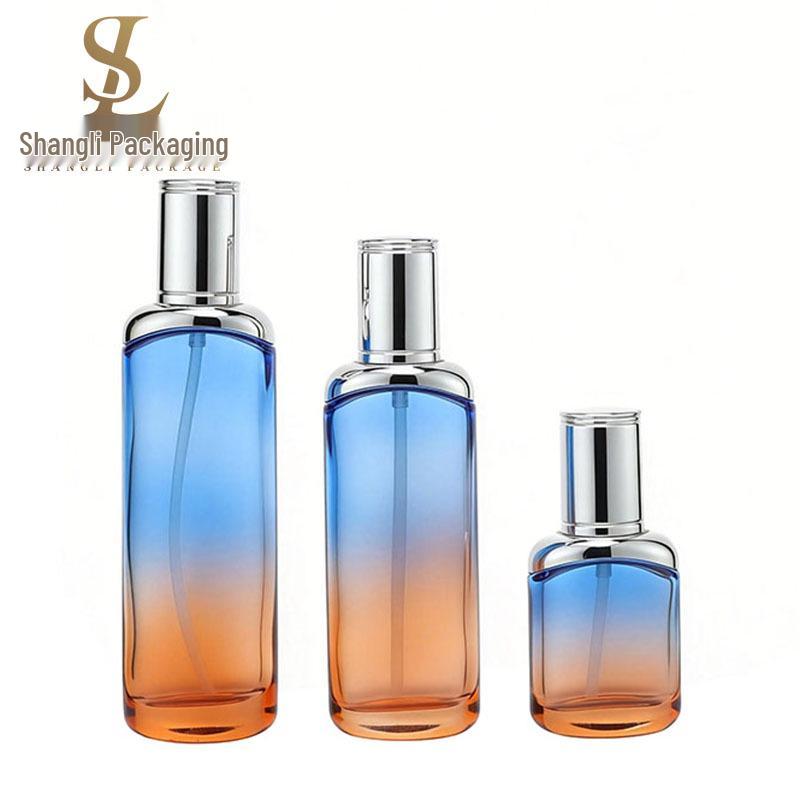 Skincare Set: Flat Bottles with 120ml Toner, 40ml Serum, and 30g/50g Cream Containers