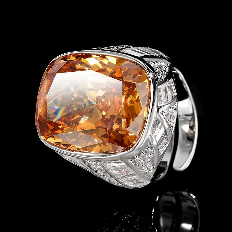 

Jewelry Copper Bottom Gold-Plated Imitation White-Plated Blue Copper Inlaid Retro Light Luxury Ring Female 15 * 20