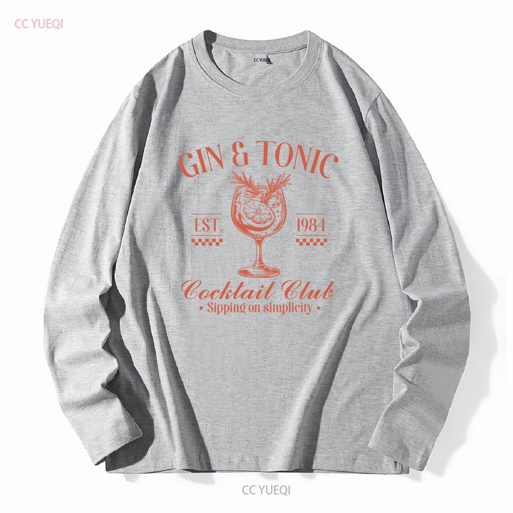 Gin Tonic Social Club Cocktail T Shirt Travel Drinking Girls Trip Lover Bartender Long or Short Sleeves Vintage Washed