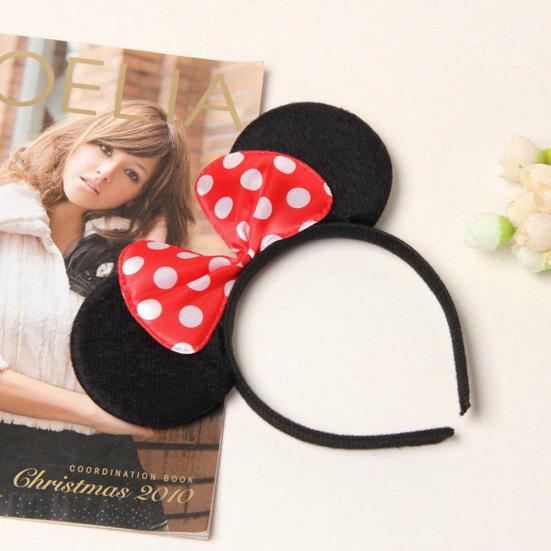 Cute Kid Girl Mickey Mouse Dot Print Bow Ear Hairband Hair Hoop Party Accessory