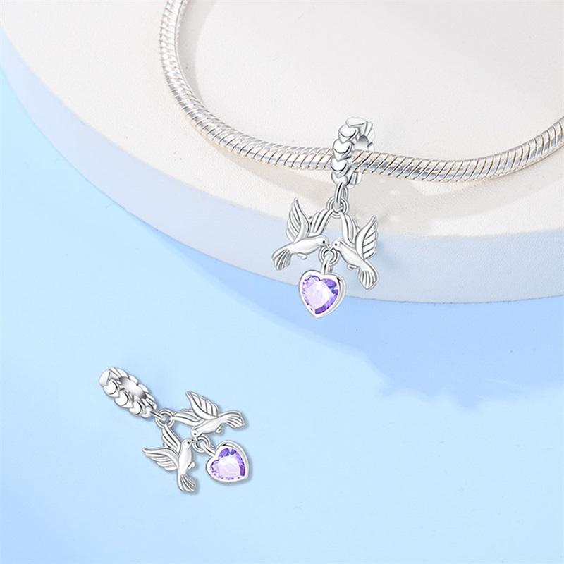 New Copper Heart Shaped Guardian Peace Dove Hope Angel Charms Beads Fit Qikaola Original Bracelets Diy Jewelry