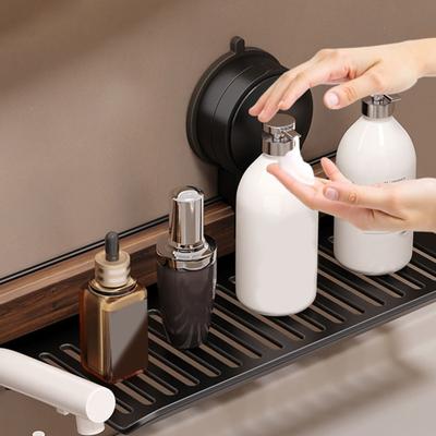 Étagère de Rangement de Salle de Bain Yousheng avec Ventouse Forte Portance Conception Creuse Facile à Installer Porte-Éponge Savon Étagère Murale