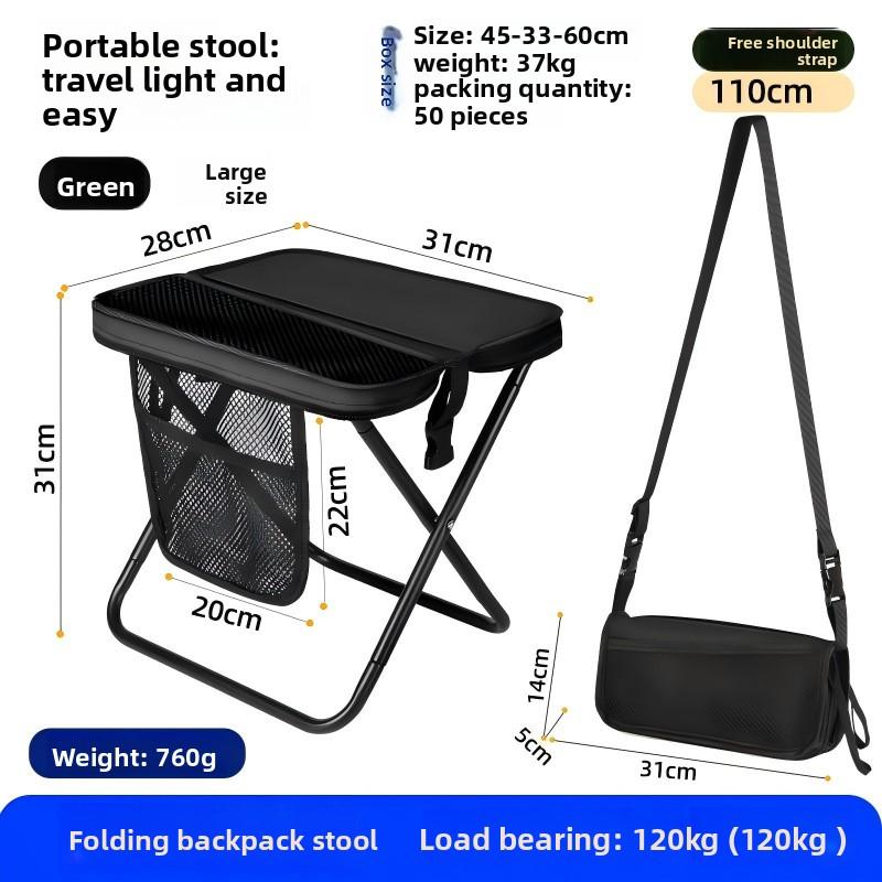 

Portable Folding Stool Backpack - High Carbon Steel Camping Chair Convertible into Handbag/Pencil Case Lightweight Outdoor Gear чёрный
