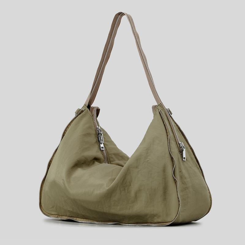 Lightweight Ruffled Soft Nylon Large Capacity Tote Bag Zipper Shoulder Crossbody Bag Women's Backpack