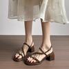 Fashion New Women Summer High Heel Shoes Solid Color Simple Women's Causal Sandals Open-toe Fashion Ladies Wedding Party Sandals Elegant