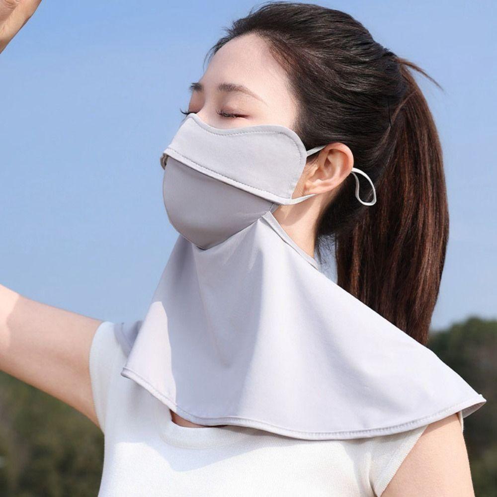 Solid Color Sunscreen Face Cover Face Protection Neck Gaiter Ice Silk Mask Dustproof Neck Wrap Cover UV Protection Veil Sports