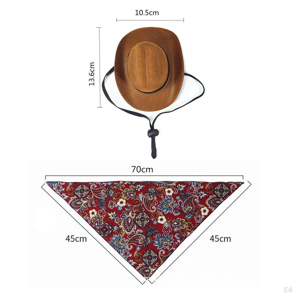 Cowboy Hat And Bandana Set for Pets, Halloween Costume Dogs Cats