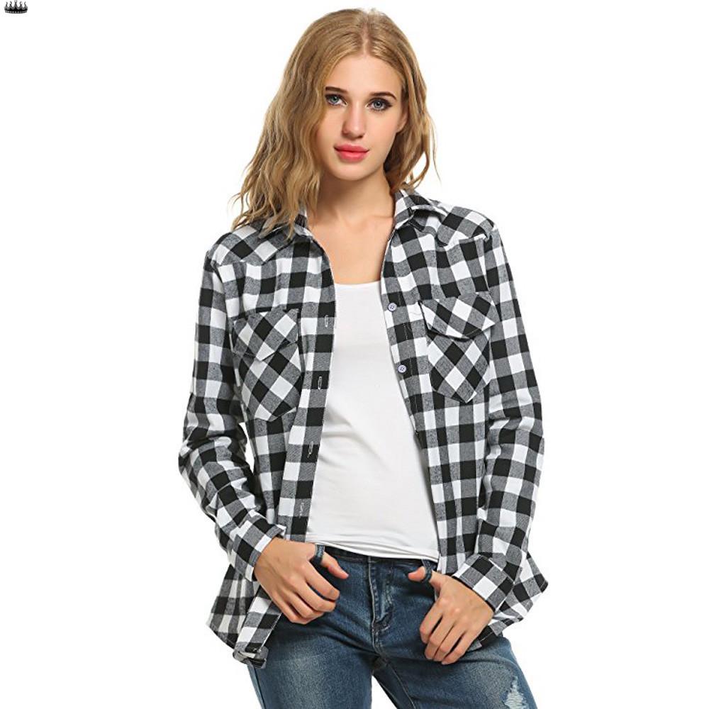 Buy Fashion Womens Tartan Plaid Flannel 