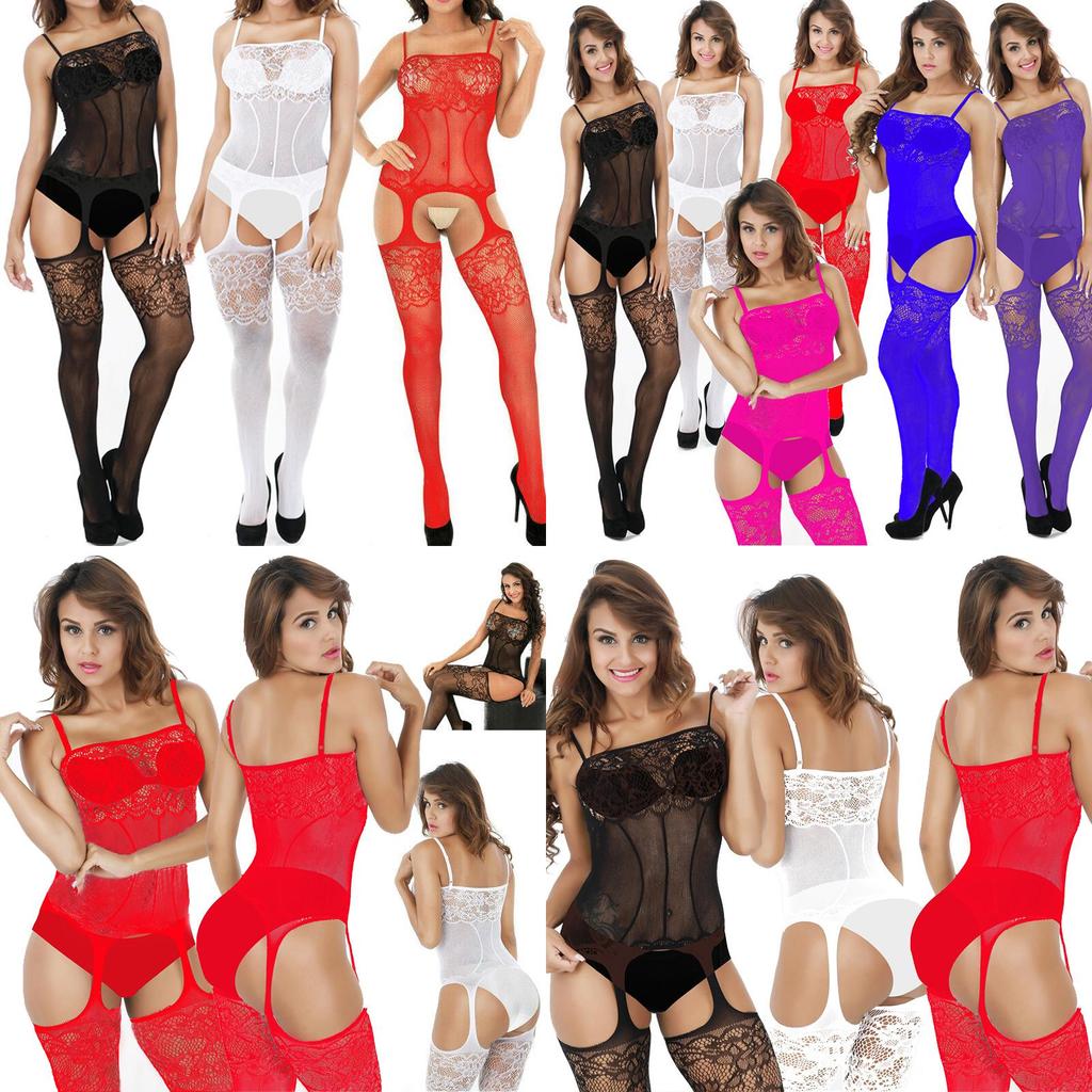 Women Lingerie Sexy Body Stocking Sleepwear Lace Teddy Dress Nightwear Babydoll