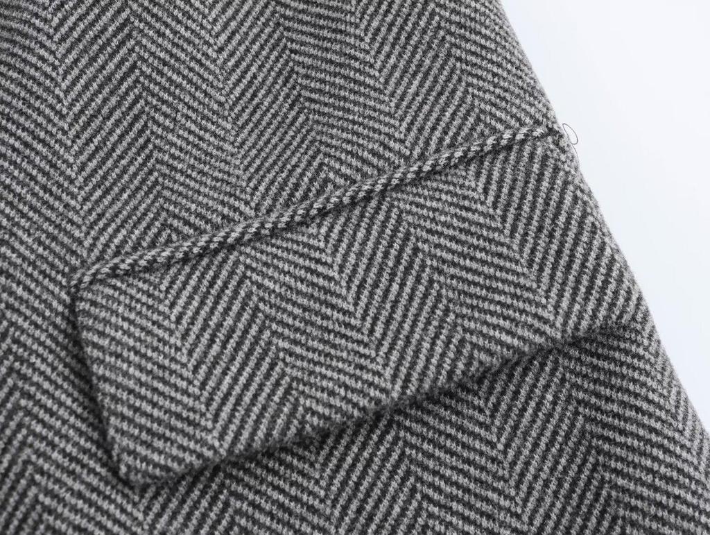 2024 Women's Autumn Fashion: European & American Style Herringbone Jacket with Casual Pants