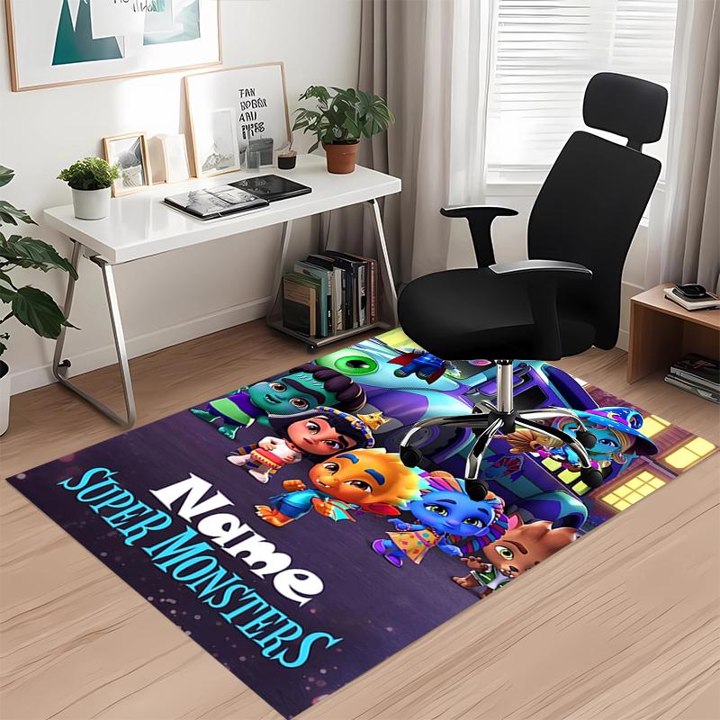 Custom Name Super Monsters Printed Carpet, for Office Chair Living Room Bedroom Kitchen Room Decor Gifts.