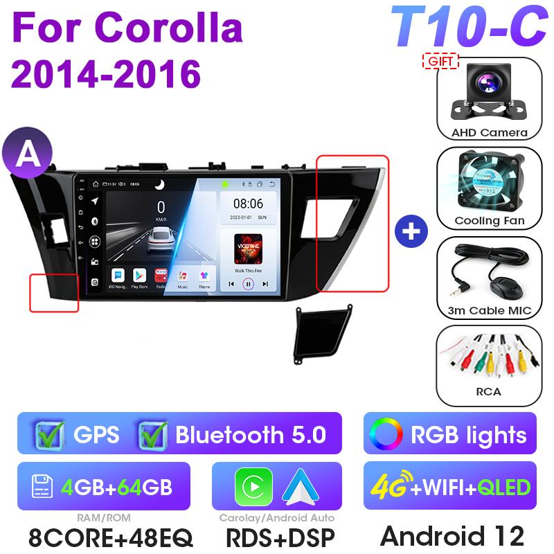 Android 12 Car Radio For Toyota Corolla Ralink 2013 - 2016 GPS 4G Carplay Auto 2 Din Stereo Intelligent Systems Smart Autoradio