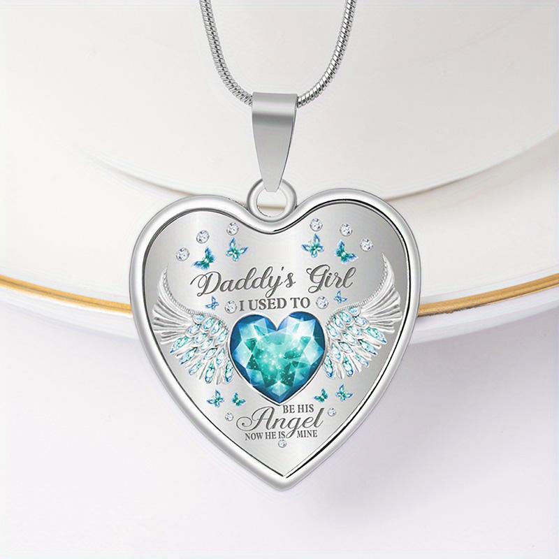 12 Months Angel Wings Daddys Girl Heart Pendant Necklace Birthday Gifts For Daugher Epoxy Jewelry