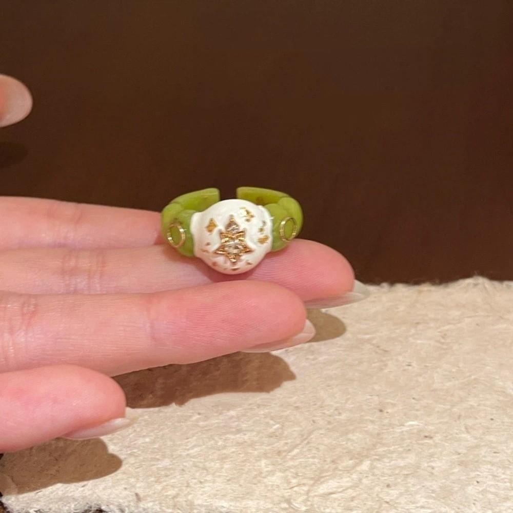 

Bow Y2K Cute Resin Ring Butterfly Geometric Square Ring Trendy Open Ring Party Wear Style 6