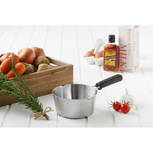 Yoshikawa Saucepan/Milk Pan, 15cm, Induction/Gas Compatible, Double-Spout, Easy-Pour, 1L, See's Cooking, Tsubame-Sanjo, Made in Japan, YJ2377