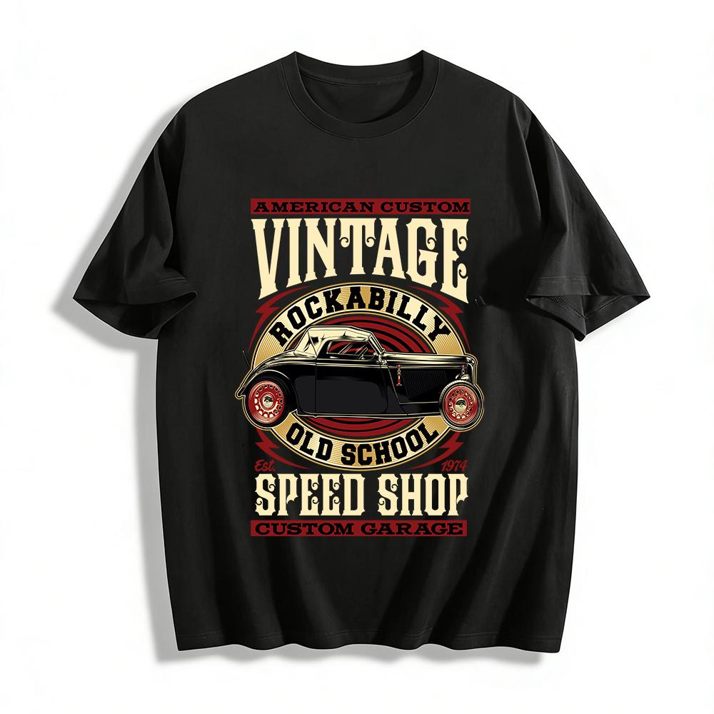 

American Custom Vintage Rockabilly Old School Speed Shop Tee Pure cotton T-shirt XXS